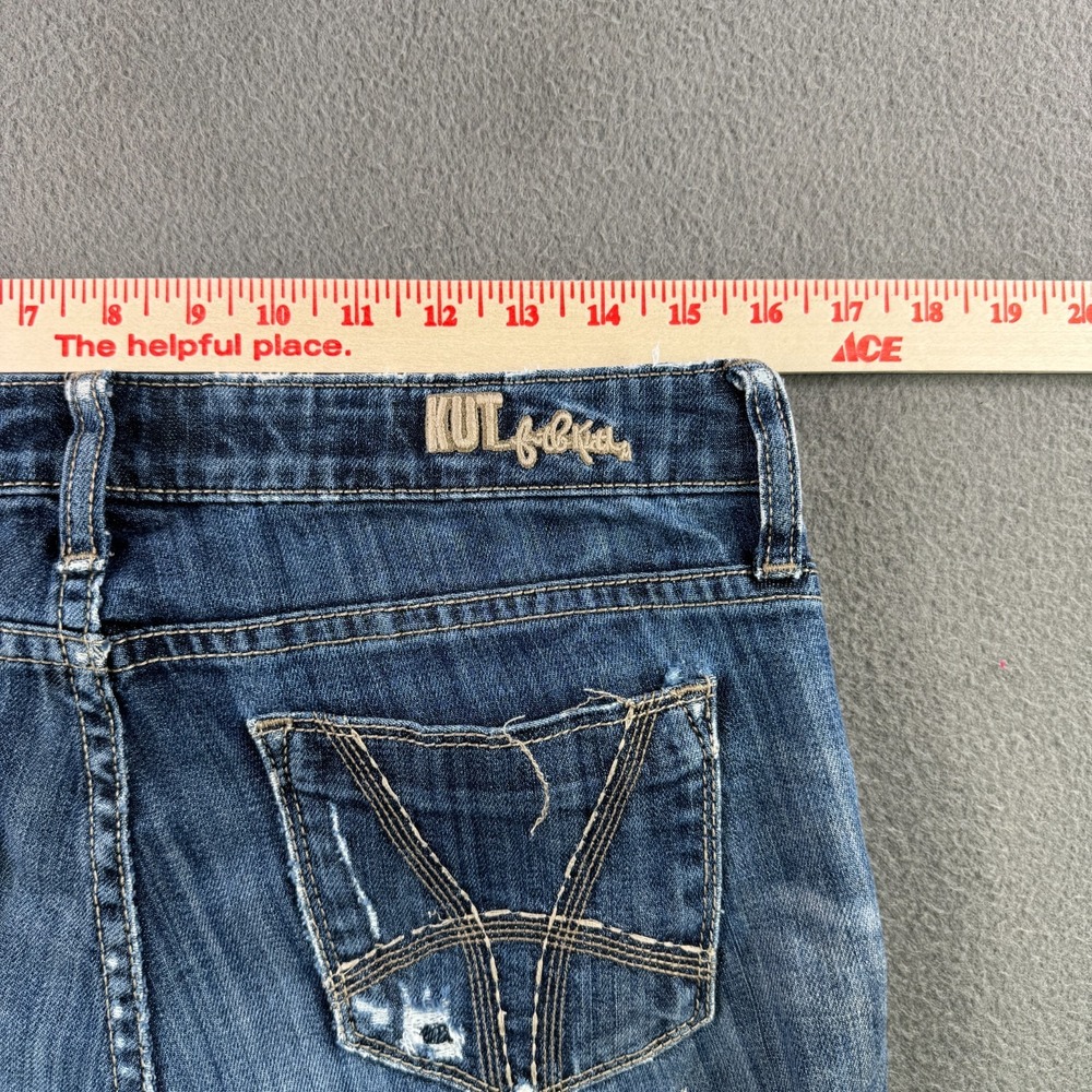 Kut from the Kloth Jeans Women 8 Kelsey Mid Rise Ankle Flare Distressed Patch - Picture 3 of 12